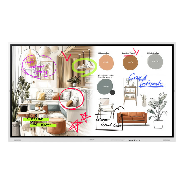 Samsung WM75FX pizarra blanca interactiva 190,5 cm (75") 3840 x 2160 Pixeles Pantalla táctil Gris, Blanco HDMI