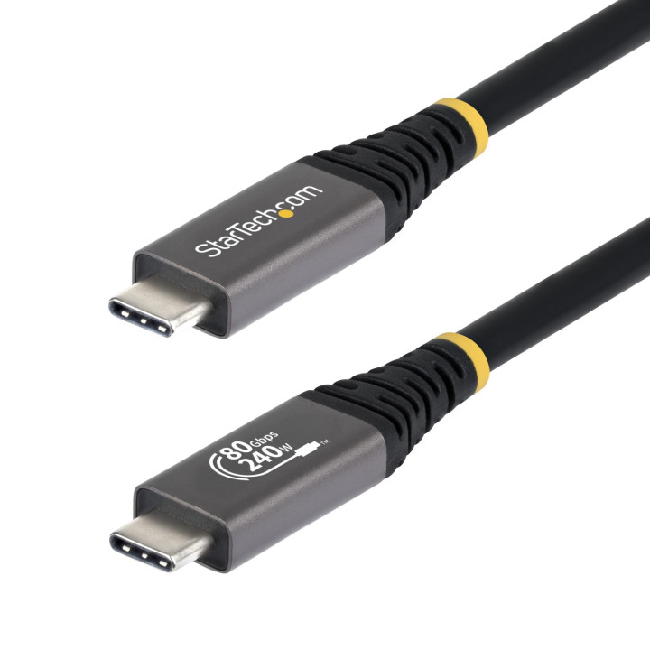 StarTech.com Cable USB4 1,5m - Cable USB-C Certificado USB-IF - 80Gbps - Cable USB Tipo C - PD de 240W - 8K120/4K240 -