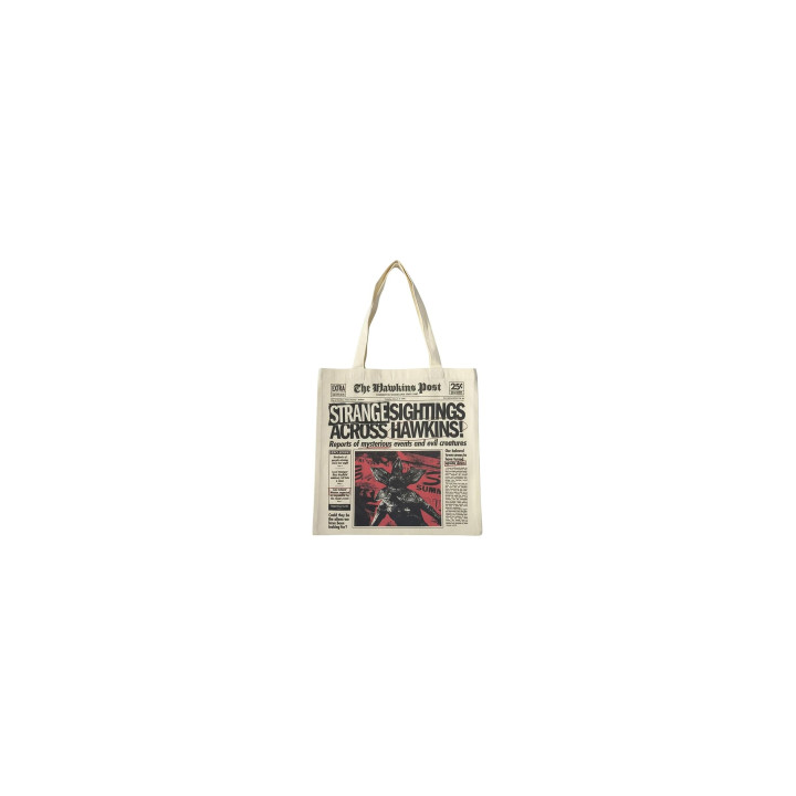 Bolsa Shopping Stranger Things The Hawkins Post de Tela Beige