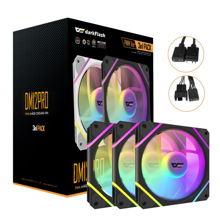 darkFlash DF-DM12 PRO 3IN1-B-ES1 sistema de refrigeración para ordenador Carcasa del ordenador Refrigerador de aire 12