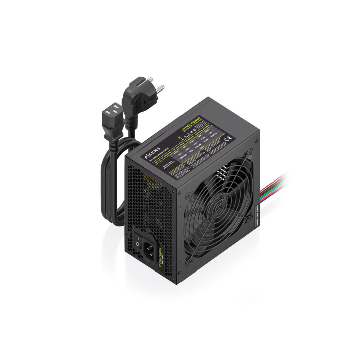 AISENS Fuente Alimentacion ATX 500W con Cable de Alimentacion OEM, Negra