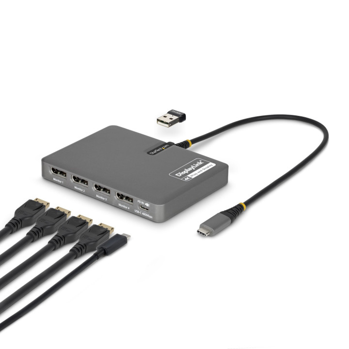 StarTech.com QUAD-USB-DP-ADAPT base para portátil y replicador de puertos Alámbrico USB 3.2 Gen 1 (3.1 Gen 1) Type-C...