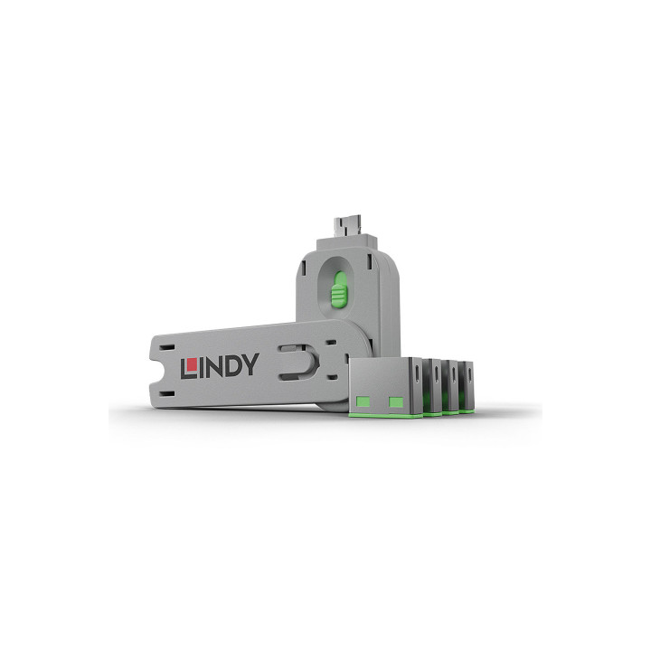 Lindy 40451 bloqueador de puerto Bloqueador de puerto + clave USB tipo A Verde Acrilonitrilo butadieno estireno (ABS) 5