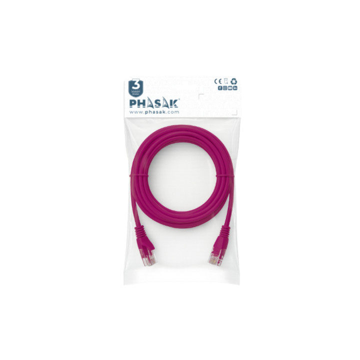Phasak Cable de Red 100% Cu Cat.6 UTP Sólido Violeta 0.25 M