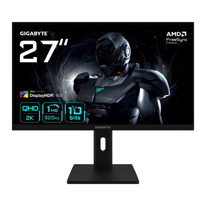 GIGABYTE G27Q3 Monitor Gaming 27” 2K QHD - 2560 x 1440, 320Hz, 1ms, 350 cd/m², FreeSync Premium, Display HDR400, HDMI...
