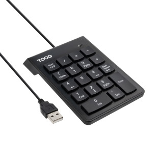 TooQ Teclado numérico USB, 19 teclas, Negro