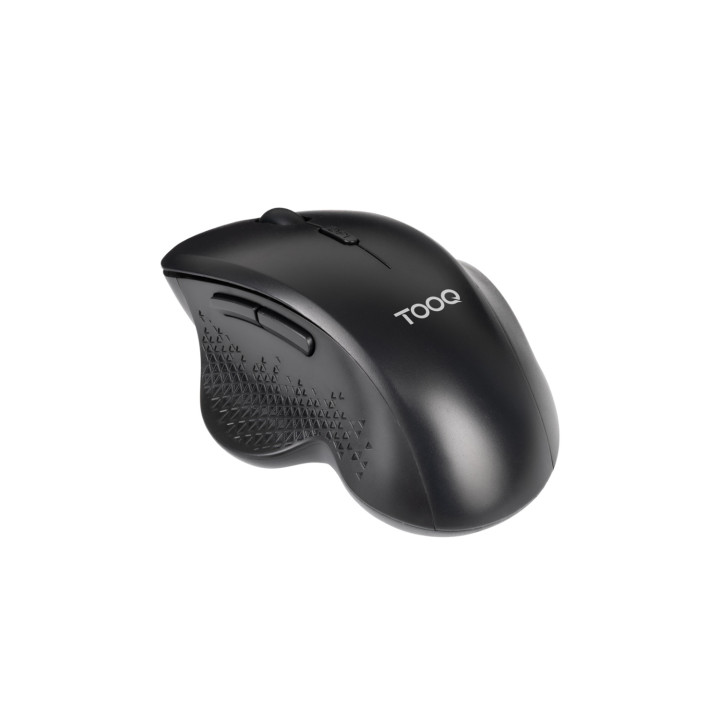 TooQ Ratón Inalámbrico Ergonómico 1600 DPI, 6 botones, Negro