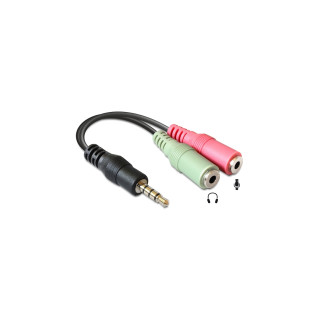 CABLE AUDIO MINI JACK 3.5 M A 2 MINI JACK 3.5 H 0.12MT ADAPTADOR DELOCK 65344