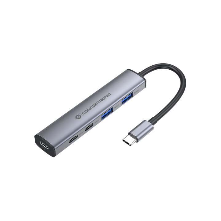 Conceptronic HUBBIES22G hub de interfaz USB 3.2 Gen 1 (3.1 Gen 1) Type-C 5000 Mbit/s Gris