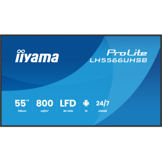 iiyama LH5566UHSB-B1AG pantalla de señalización Pantalla plana para señalización digital 139,7 cm (55") LCD Wifi 800 cd