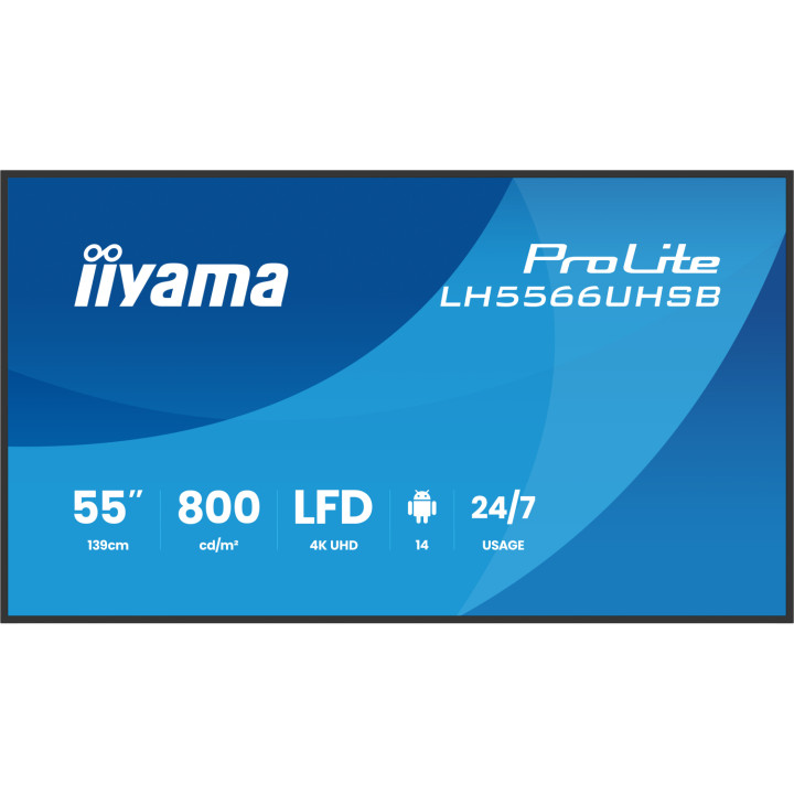 iiyama LH5566UHSB-B1AG pantalla de señalización Pantalla plana para señalización digital 139,7 cm (55") LCD Wifi 800 cd