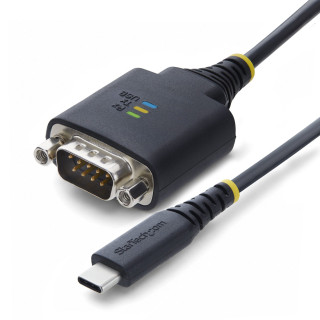 StarTech.com Cable Adaptador USB-C a Serie de 30cm - Chipset FTDI - Retención COM - Tipo C a RS232 DB9 Macho - LEDs de