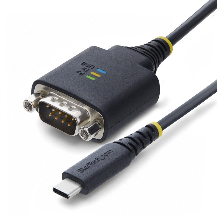 StarTech.com Cable Adaptador USB-C a Serie de 30cm - Chipset FTDI - Retención COM - Tipo C a RS232 DB9 Macho - LEDs de