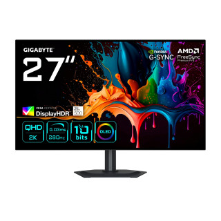 GIGABYTE MO27Q28G Monitor Gaming OLED 27" QHD - 2560 x 1440, 280Hz, 0,03ms, 335 cd/m², Display HDR True Black 500, HDMI