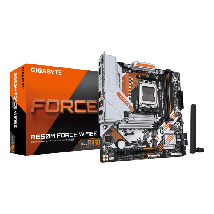 GIGABYTE B850M FORCE WIFI6E Placa Base – Compatible con procesadores AMD Ryzen serie 9000, VRM digital de 8+2+2 fases,