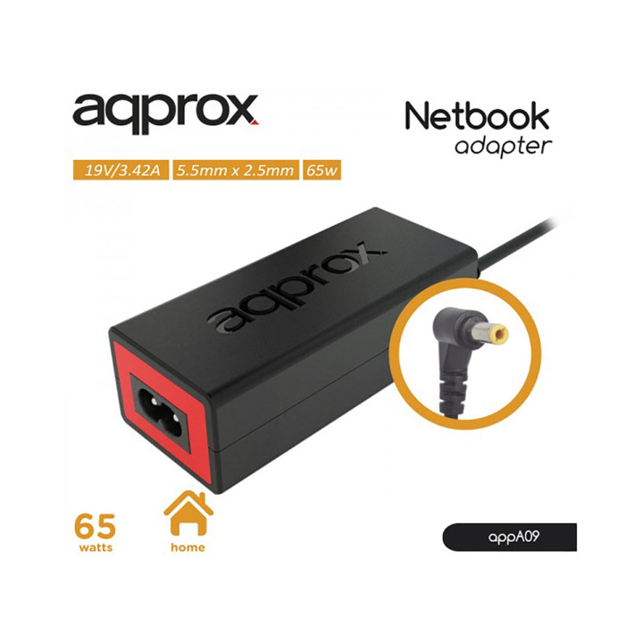 CARGADOR PORTATIL APPROX ESPECIFICO TOSHIBA 65W 5.25 x 2.5mm APPA09