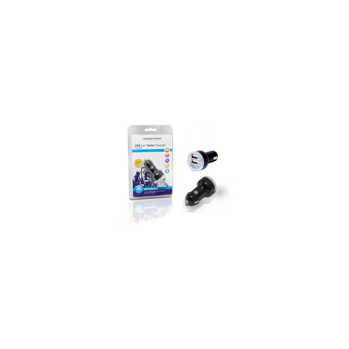 CARGADOR COCHE 2 PTOS USB CONCEPTRONIC NEGRO CUSBCAR2A