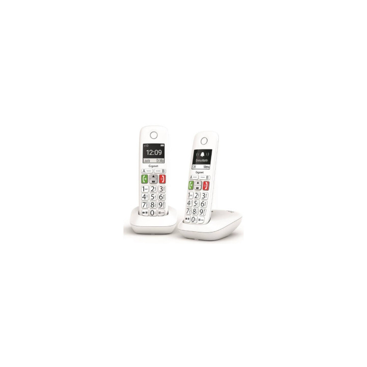 TELEFONO FIJO INALAMBRICO GIGASET E290 DUO TECLAS GRANDES Y PANTALLA DE ALTA VISIBILIDAD 150 CONTACTOS BLANCO...