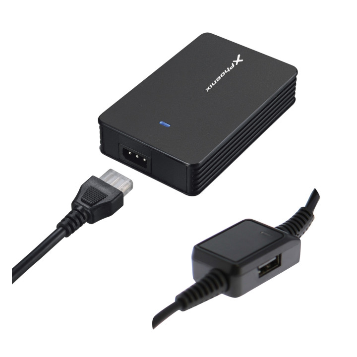 Cargador adaptador de corriente phoenix universal automatico 40w para portatiles y netbooks con puerto usb negro...