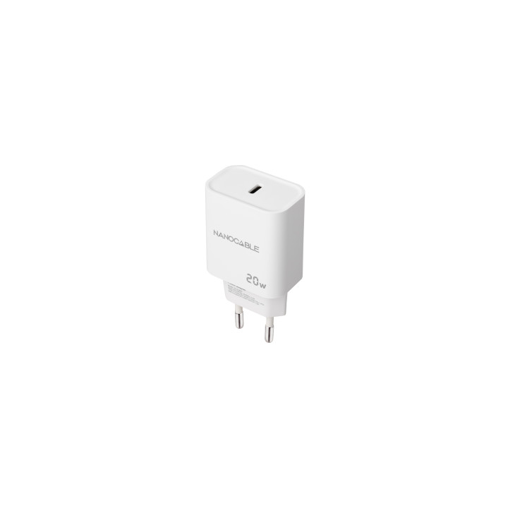 Nanocable Cargador USB-C PD 20W, Blanco