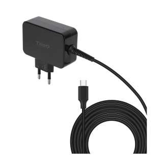 TooQ Cargador de portátil GAN USB-C PD 45W, Negro
