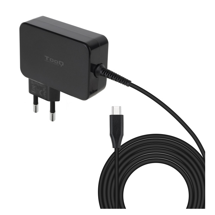 TooQ Cargador de portátil GAN USB-C PD 100W, Negro