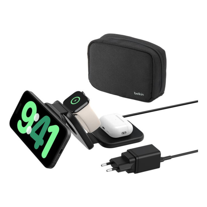 Belkin BoostCharge Pro Auriculares, Smartphone, Reloj inteligente Negro Corriente alterna, USB Cargador inalámbrico...
