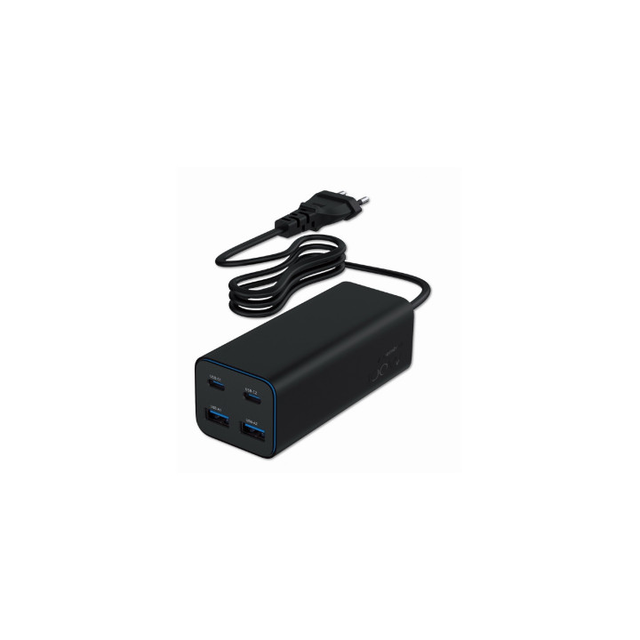 Gembird TA-UC-2A2C-PD100-01-BK cargador de dispositivo móvil Portátil, Smartphone Negro Corriente alterna Carga rápida