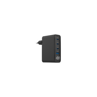 Gembird TA-UC-PDQC100LCD-01-BK cargador de dispositivo móvil Portátil, Smartphone Negro Corriente alterna Carga rápida