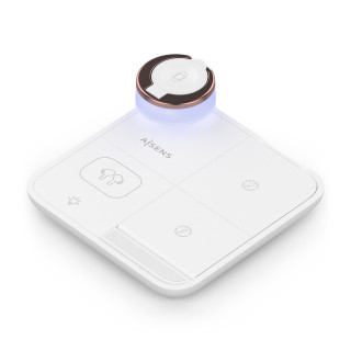 AISENS Cargador Inalambrico USB-C 4 en 1 De 15W Para Movil, Apple Watch, Auriculares Con Estuche De Carga, Blanco