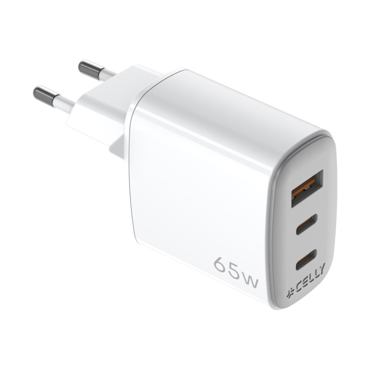 Celly UPTC1USB2USBC65 cargador de dispositivo móvil Smartphone, Tableta, Teléfono Blanco USB Interior