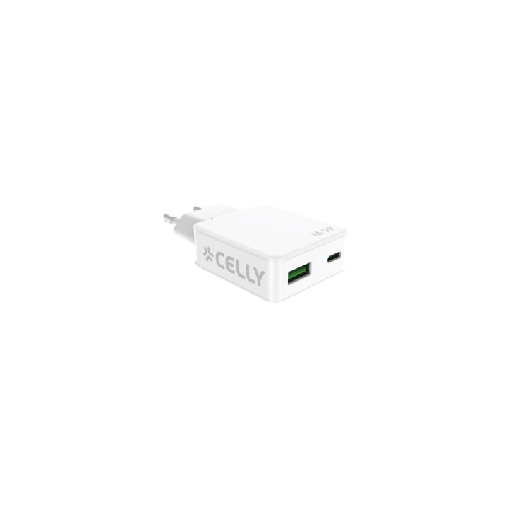 Celly SLIMTC1C1A45WWH cargador de dispositivo móvil Portátil, Smartphone, Tableta Blanco Corriente alterna Carga rápida
