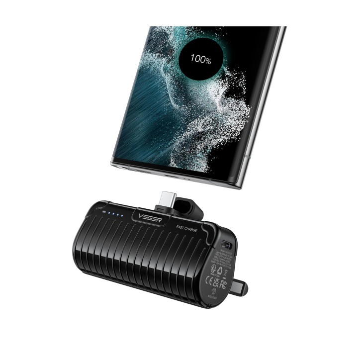 VEGER PLUGON-C VG-W0558 PRO 5000 Powerbank Type-C Bulit-in with KickStand
