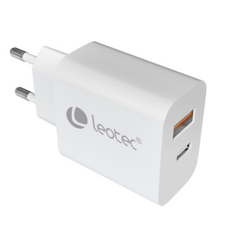 Leotec CARGADOR UNIVERSAL 20W 1USB-C PD + 1USB-A BLANCO