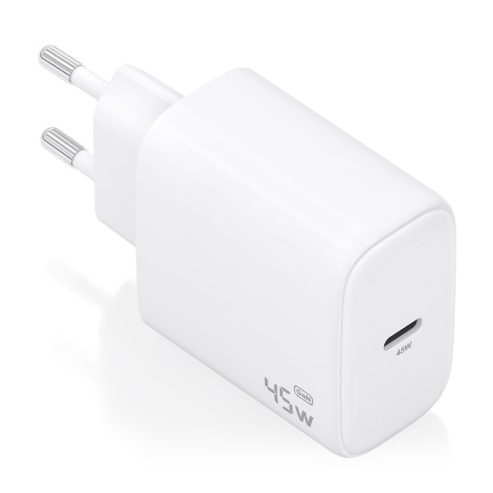 AISENS Cargador GaN 45W, 1xUSB-C PD3.0, Blanco