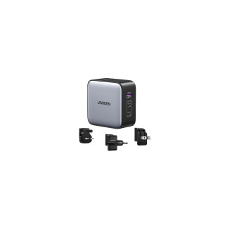 Ugreen 65W Nexode GaN Auriculares, Teléfono móvil, Portátil, Reloj inteligente, Tableta Gris USB Carga rápida Interior