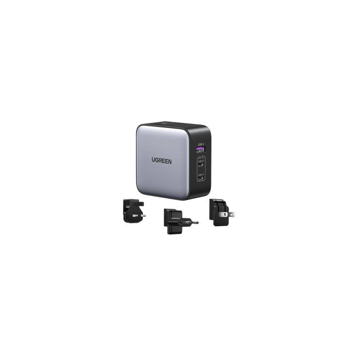 Ugreen 65W Nexode GaN Auriculares, Teléfono móvil, Portátil, Reloj inteligente, Tableta Gris USB Carga rápida Interior