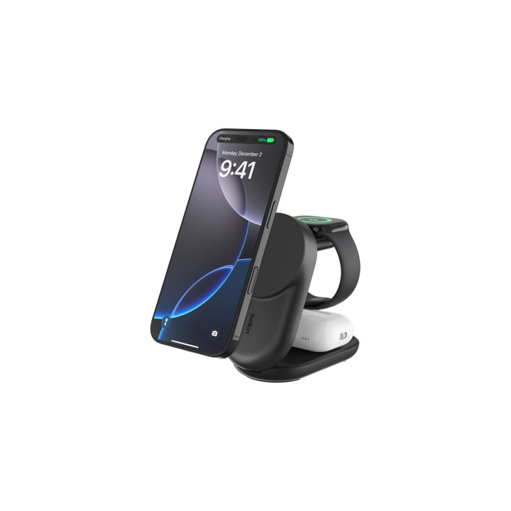 Belkin Qi2 Fitness tracker, Auriculares, Smartphone, Reloj inteligente Negro USB Cargador inalámbrico Carga rápida...