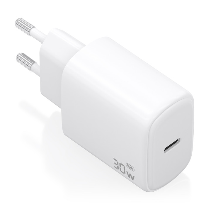 AISENS Cargador GaN 30W, 1xUSB-C PD3.0, Blanco