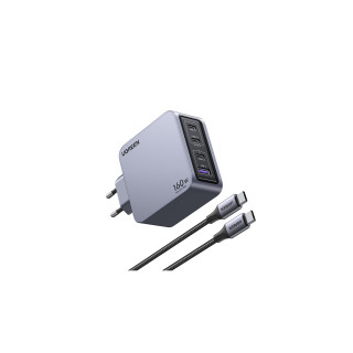 Ugreen Nexode Pro 160W GaN Charger with USB-C Cable Universal Negro, Gris Corriente alterna Carga rápida Interior
