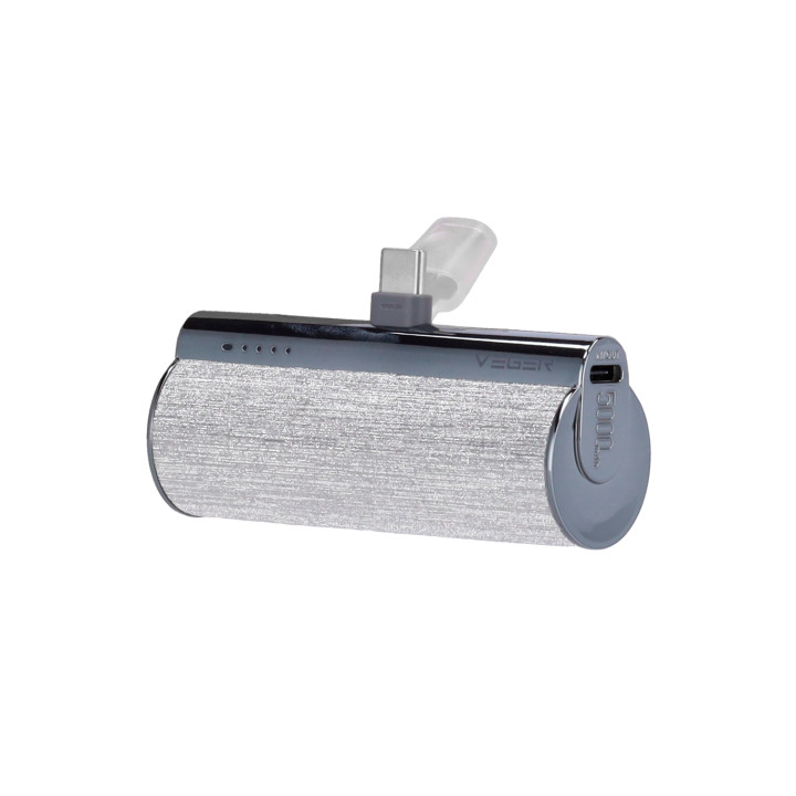 VEGER PlugOn-L VG-W0573-S PowerBank 5000mah Type-C connector built-in Plata