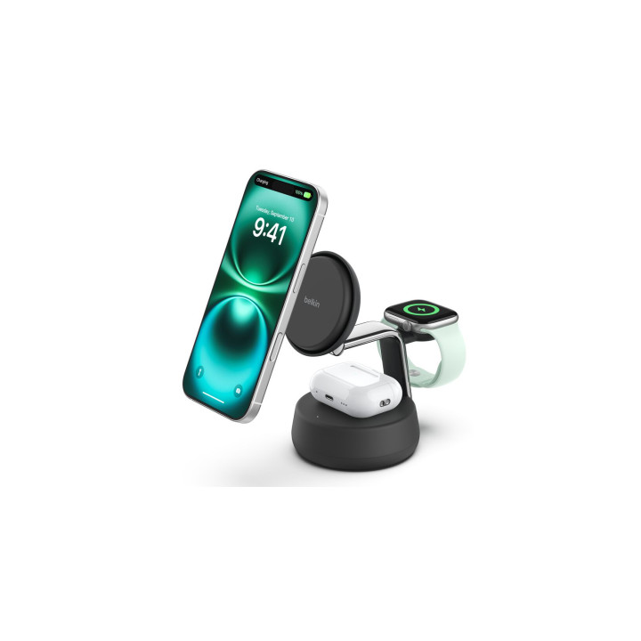 Belkin Qi2 Fitness tracker, Auriculares, Smartphone, Reloj inteligente Negro USB Cargador inalámbrico Carga rápida...