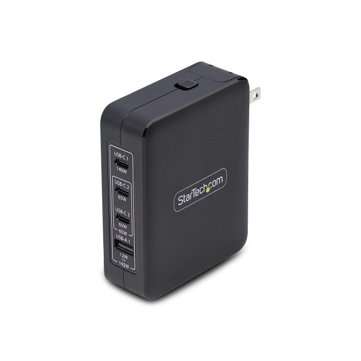 StarTech.com Cargador USB-C/USB-A de Pared GaN PD de 140W - 3x USB-C/1x USB-A - Cargador Internacional para Portátil...