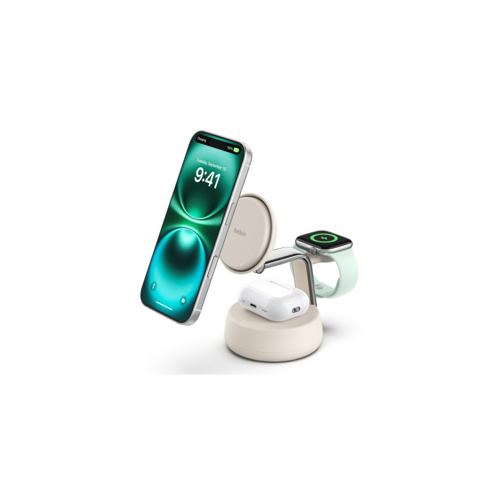 Belkin Qi2 Fitness tracker, Auriculares, Smartphone, Reloj inteligente Blanco USB Cargador inalámbrico Carga rápida...