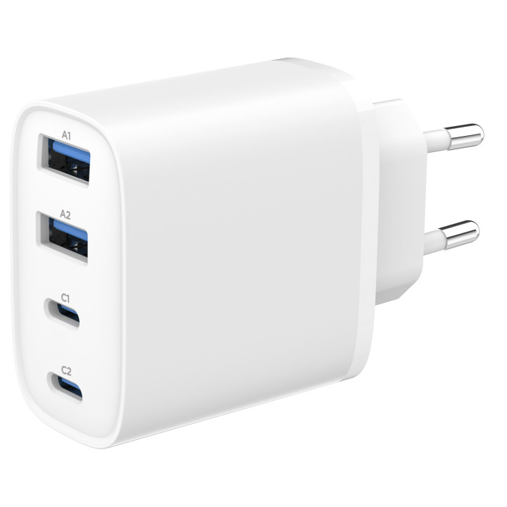Gembird TA-UC-2A2C-PD40-01-W cargador de dispositivo móvil Smartphone, Tableta Blanco Corriente alterna Carga rápida...