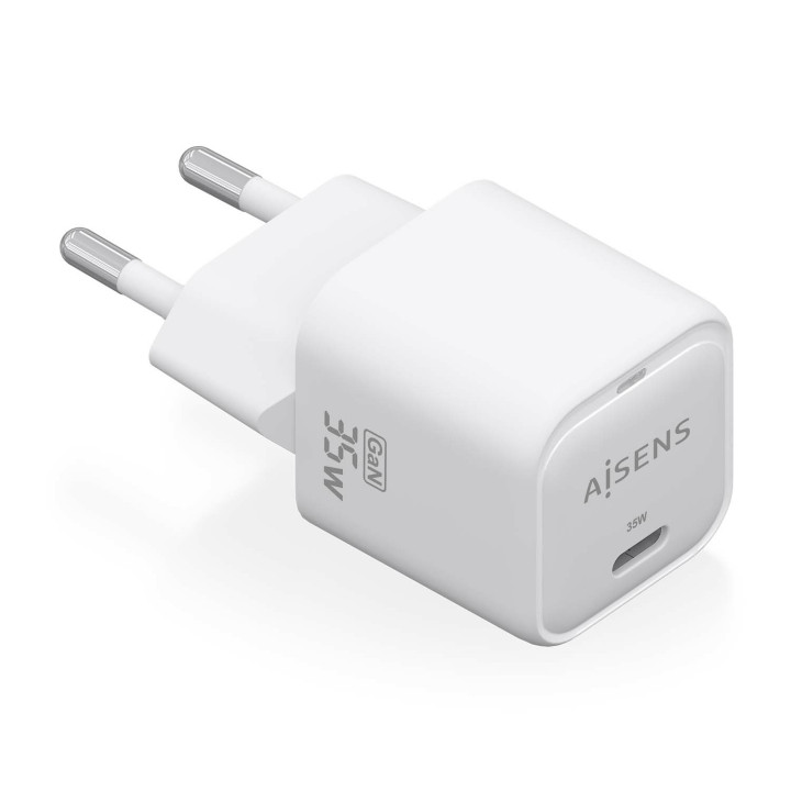 AISENS Cargador GaN 35W, 1xUSB-C PD3.0 QC4.0, Blanco
