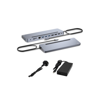 i-tec USB-C Metal Ergonomic 3x 4K Display Docking Station with Power Delivery 100 W + Universal Charger 100 W