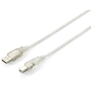Equip 128652 Cable USB 2.0 de tipo A macho a tipo B macho, 5,0 m, plateado transparente