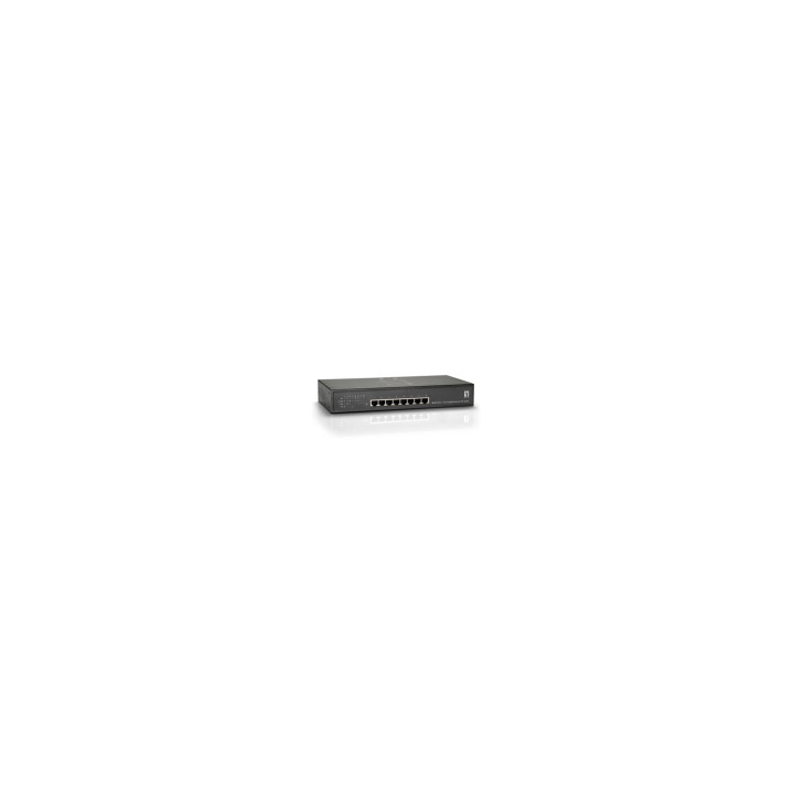 SWITCH LEVEL ONE NO GESTION 8PTOS 10/100/1000 POE PLUS NEGRO GEP-0812