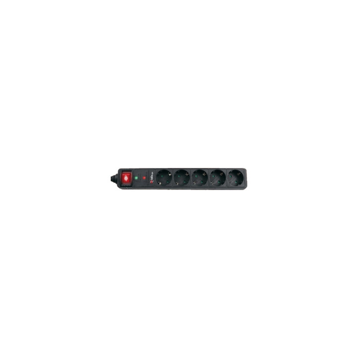 REGLETA RIELLO THUNDER 5 SHUKOS CON INTERRUPTOR ON/OFF NEGRO THUNDER 5002